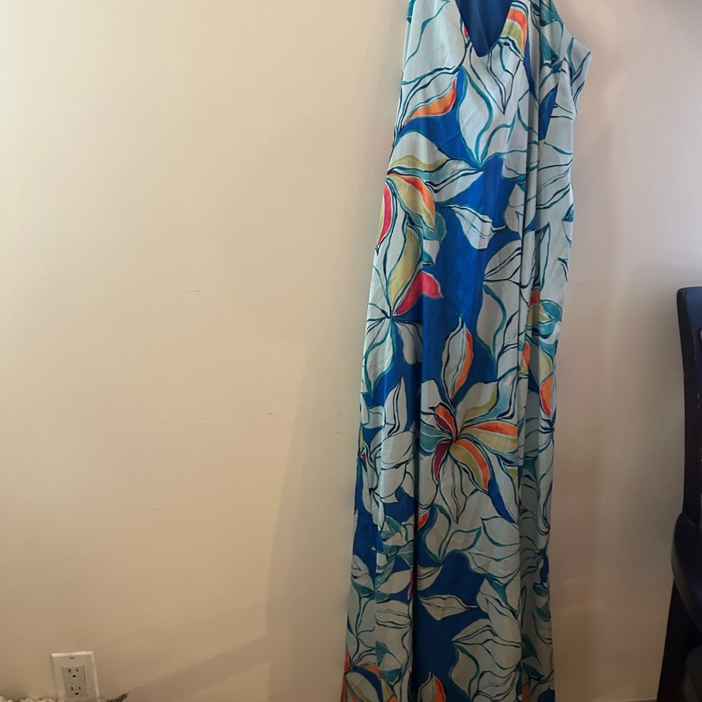 Tahari ASL Vibrant Blue and White Dress